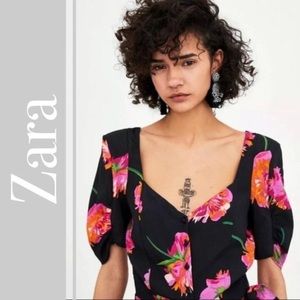 Zara trf Collection Cropped Floral Blouse